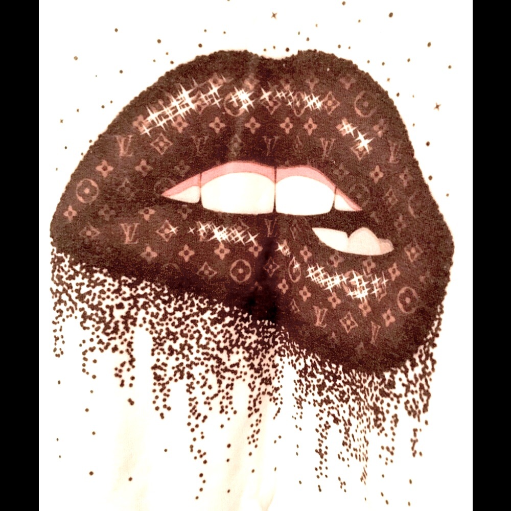 Pink Sweatshirt Pullover lV💋LIPS W/Symbols On Mouth Rolling Stones Sweatshirt